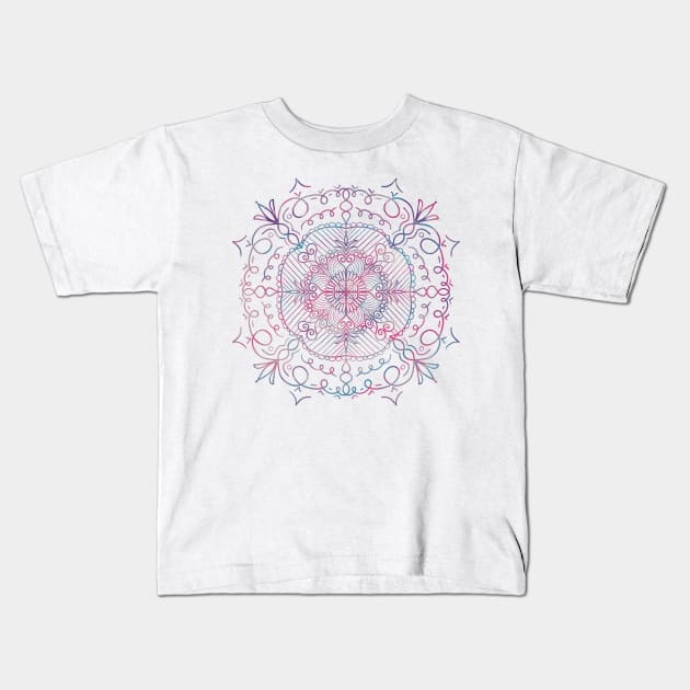 Colorful Flowers & Hearts Mandala Kids T-Shirt by nathalieaynie